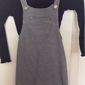 Black & White Houndstooth Pinafore Dress for Kids